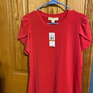 MK Red Top with Flutter Sleeves